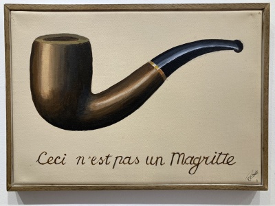 Not a Magritte, acrylic on canvas painting by Mark Perronet